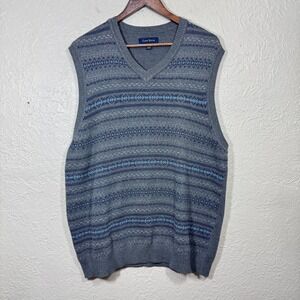 Club Room 100% Cotton Sweater Vest XL Fair Isle Nordic Old Money Preppy Ivy 90s